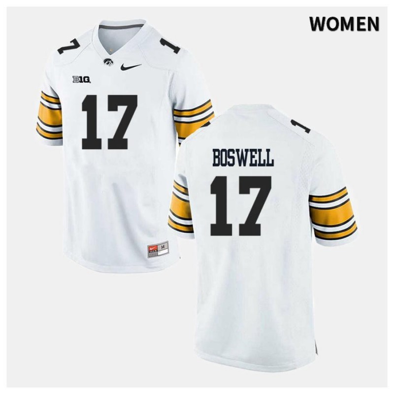 Women's Iowa Hawkeyes NCAA #17 Cedric Boswell White Authentic Nike Alumni Stitched College Football Jersey ZC34U74HE